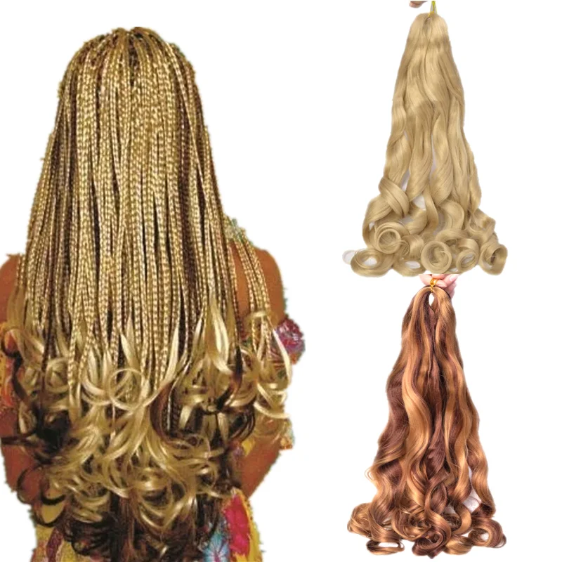 

Wholesale Price Prestreched Spiral Curl Crochet Braiding Hair French Curly Extensions For Braids Synthetic Hair Attachments, Pic showed black blonde ombre spiral curl