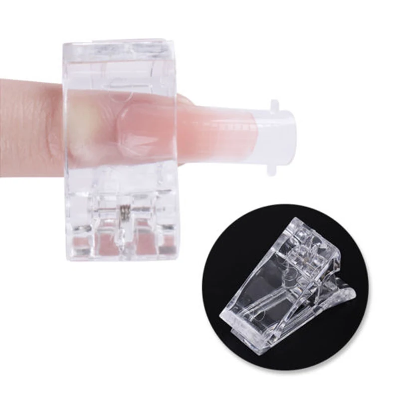 

Practical False Nails Clamp Nail Tips Clip Transparent Finger Poly Quick Building Gel Extension Nails Art Manicure Tool, Clear