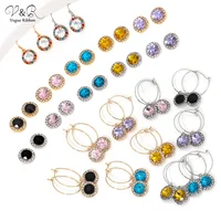 

V&R Valentines Day Gifts Women Fashion Jewelry CZ Zircon earrings Diamond 925 silver Plated Rhinestone Crystal Stud Earrings