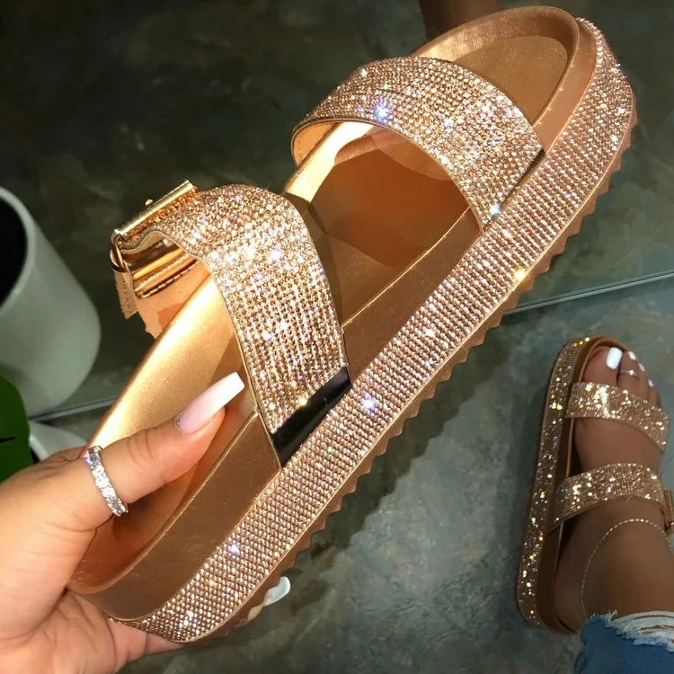 

wholesale fashion summer slides slippers beach latest crystal slides