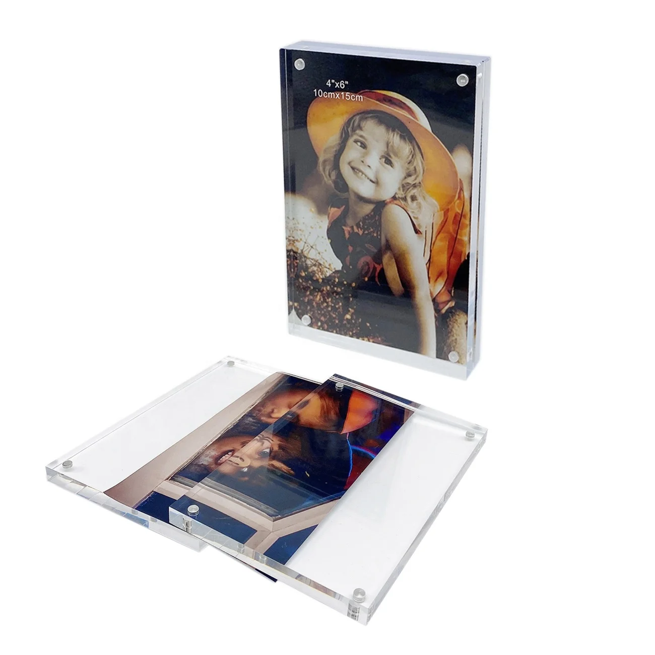 

4x6" double picture frame acrylic crystal souvenir gifts baby photo frame