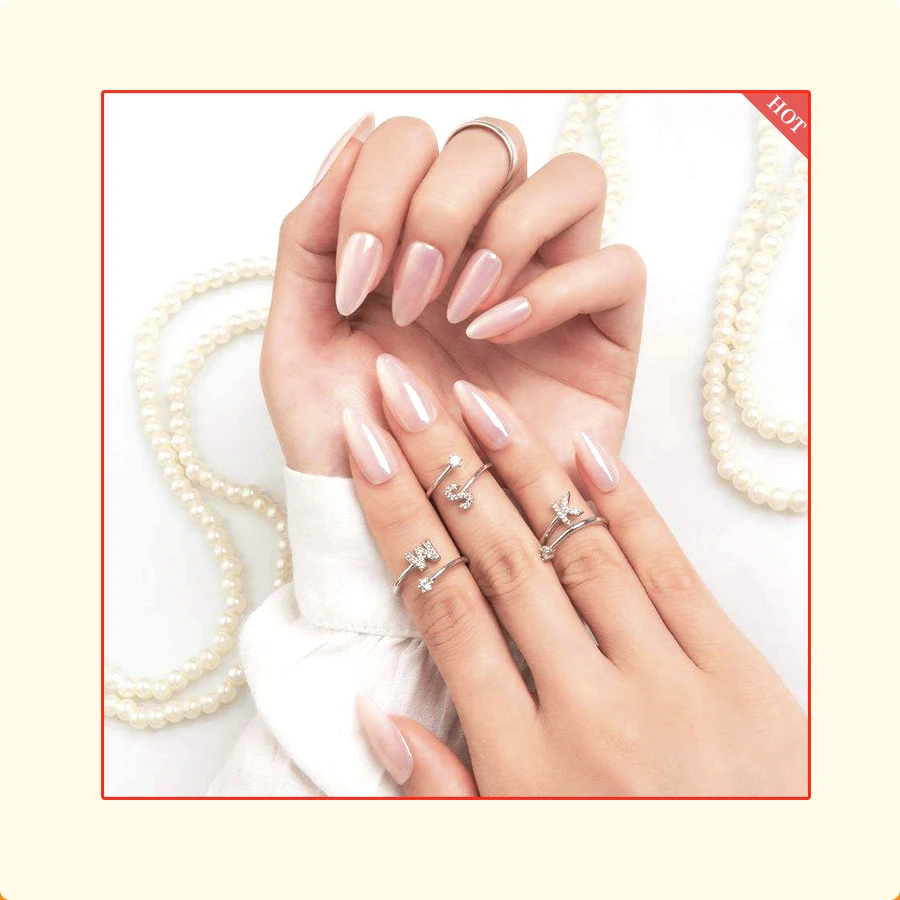 

Hailey Bieber Quality Faux Ongles Press On Nails Glazed Donut Verified Factory 2024 New Chrome Design Hot Sales