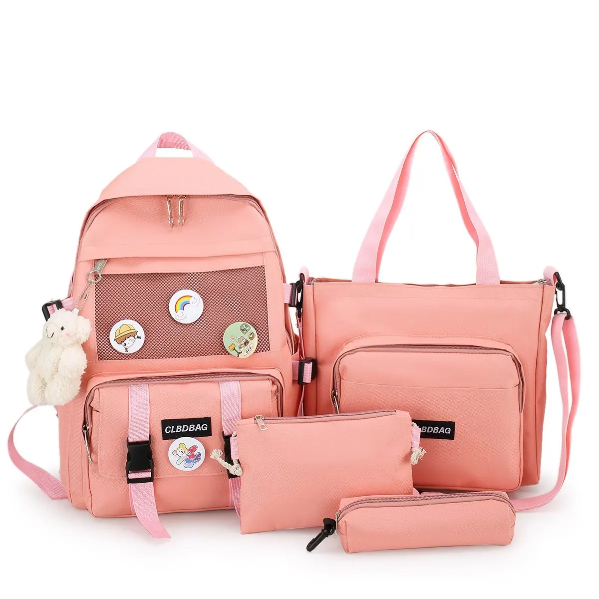 

New 2022 Purple Waterproof Backpack Four Set Girls School Bags Student Backpack