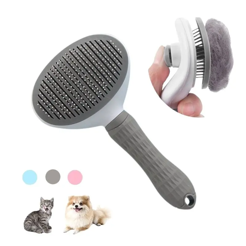 

Wholesale New Self Cleaning Pet Comb One Button Hair Removal Handle Stainless Steel Needle Dog Cat Brush