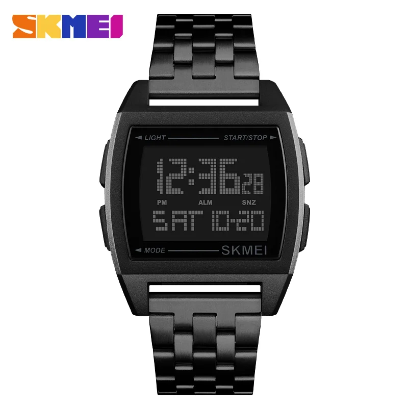 

SKMEI 1368Luxury Brand Waterproof Dual Time Skmei 1368 Black Digital Watch Stainless Steel For Men, Rose gold, gold, black and silver