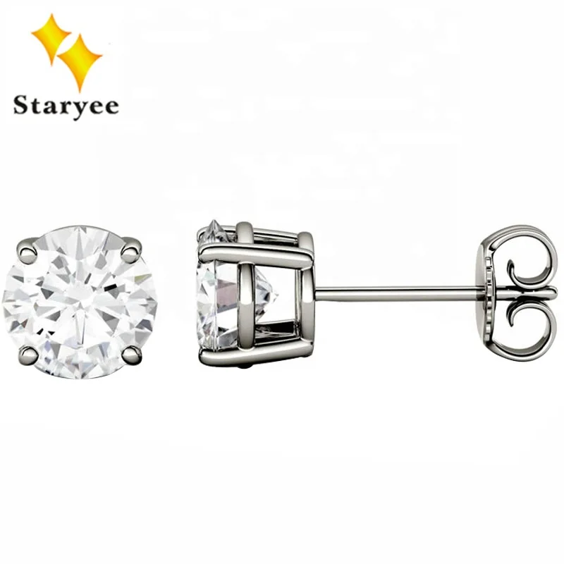 

4 Claws Charles Colvard Forever One 8 Hearts 8 Arrows Moissanite Stud Earrings Women 18K White Gold DEF Color VVS 1CT/Pair