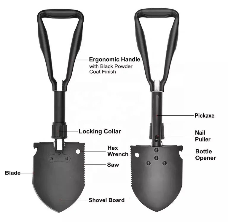 
180 Degree Folding Shovel - High Carbon Steel Entrenching Tool with Storage Pouch for Camping, Hiking, Backpacking 