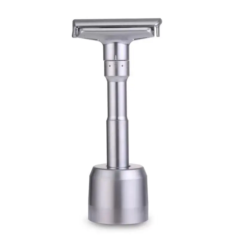 

Stainless steel men's face clean luxury private label shaving double edge safety straight blade razor, Silver