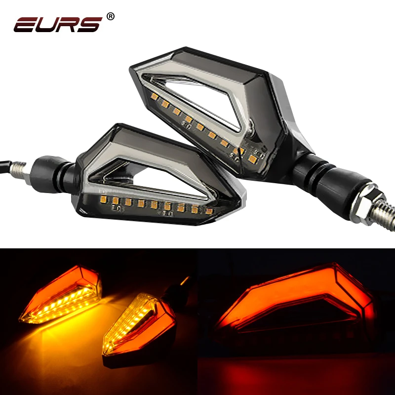 

EURS LED motorcycle turn signal led warning light 12V refitted dual color flow indicator light electric moto lamp tail lights, White yellow,blue red