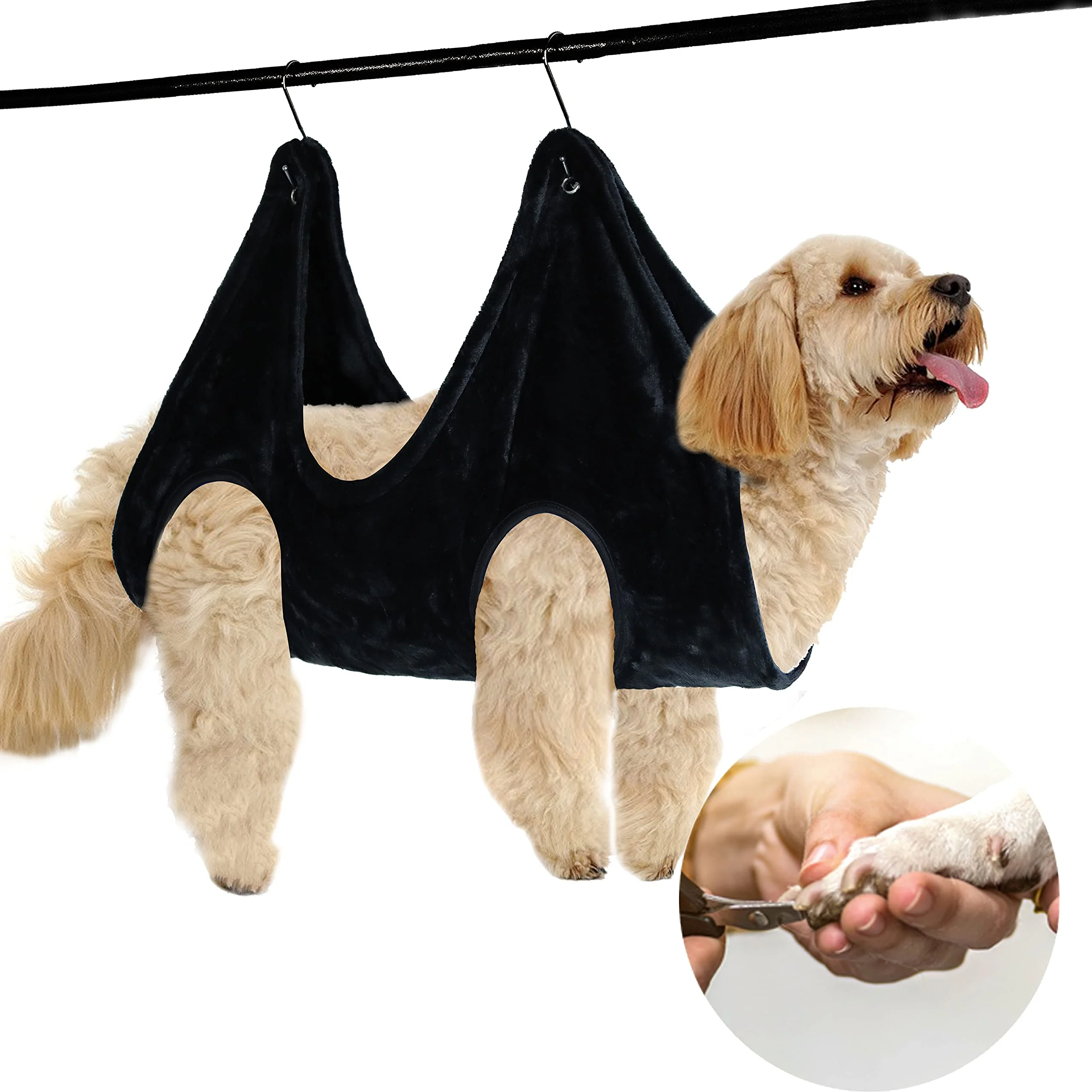 

Nail Bathing Washing Grooming Restraint Bag Pet Grooming Hammock Helper 2 in 1 Dog Drying Towel for Dog Cat, Black
