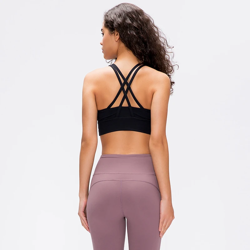 

Activewear Shockproof Sports Tops Women Cross Back Running Yoga Fitness Sports Bra With Strap, 6 colors