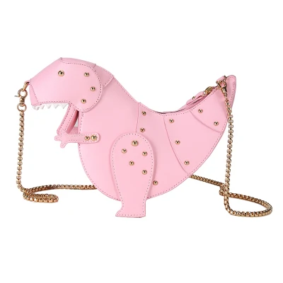 

2022 Lefen 3D Animal Shaped Dinosaur Design Rivets Pu Leather Girl's Chain Purse Shoulder Bag Cross body Bag for girls (LFBG645)