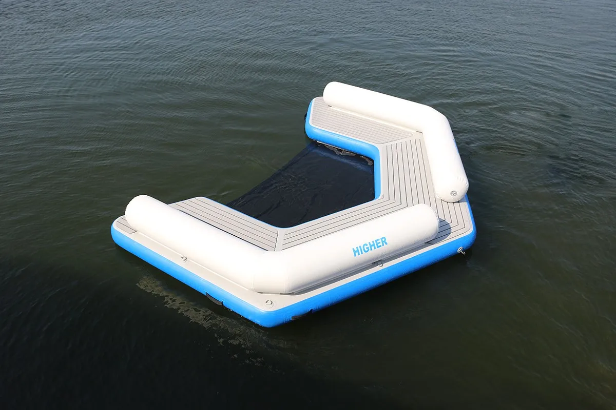 HIGHER U-shaped cove dock with mesh wading pool during lake testing