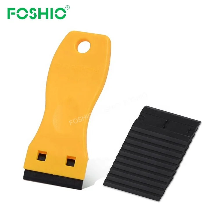 

Foshio Amazon Hot Sale Vinyl Tint Tools Windshield Plastic Window Razor Clean Scraper with Replaceable Blade, Green/yellow