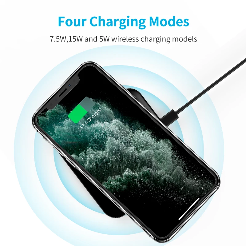 

2022 New Arrival Product Best Sellers OEM Wholesale Wireless Charger 15W Fast Charging Pad Mobile Phone Charger for AirPods, Silver, tarnish or customized