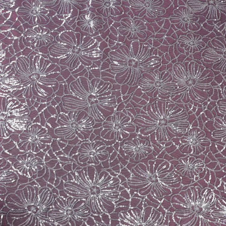 

MX546 New design white tulle heavy sequin bridal mesh embroidery fabric lace for wedding dress, White,custom