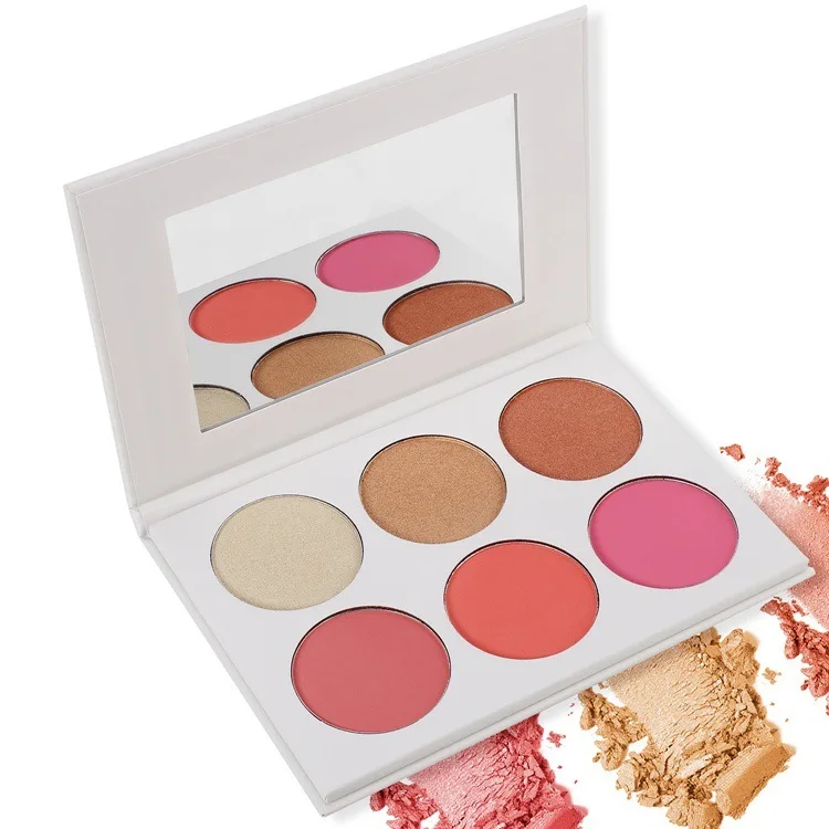 

print your own logo custom high pigmented highlighter and blush palette