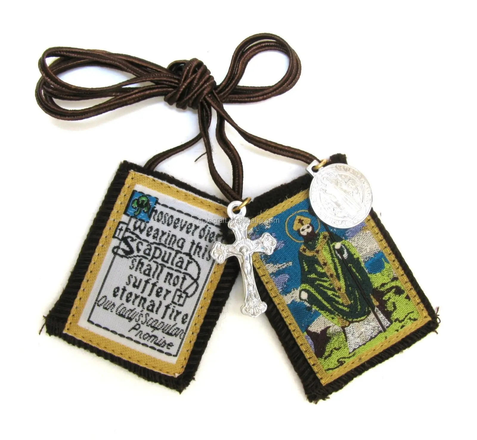 Wholesale Wool Brown Jesus Catholic Religious Items Scapulars Necklace For God Bless Buy