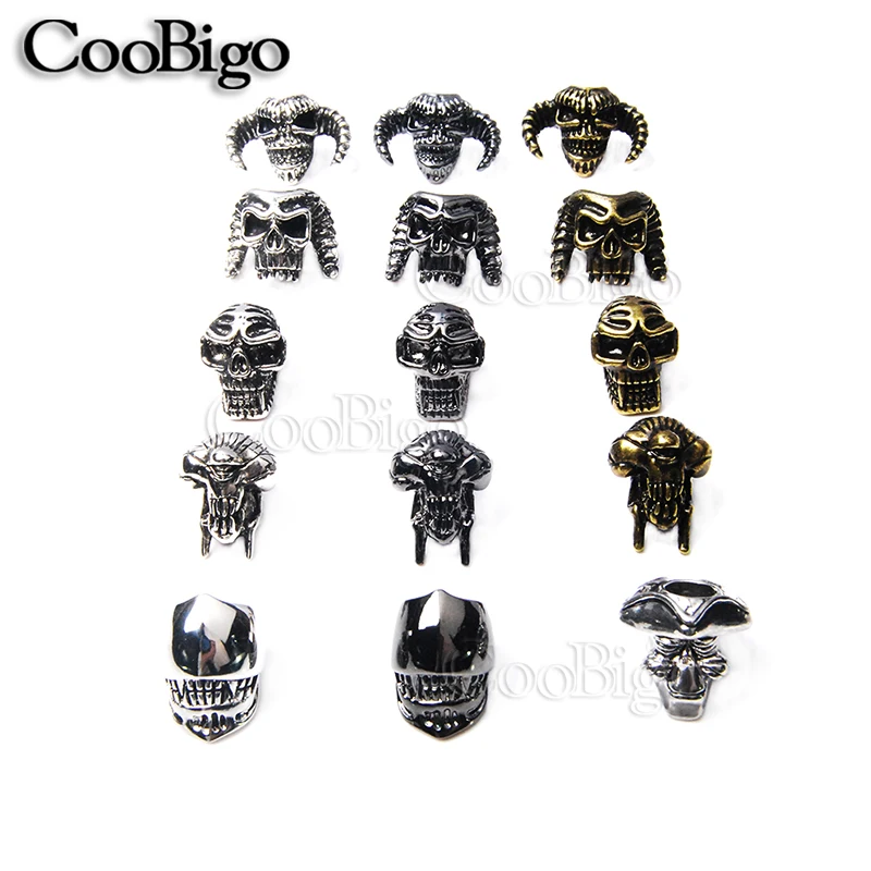 Metal Charm Skull Beads Knife Lanyard Bracelet Necklace Pendant Paracord Jewelry Making DIY Accessories 6 Style