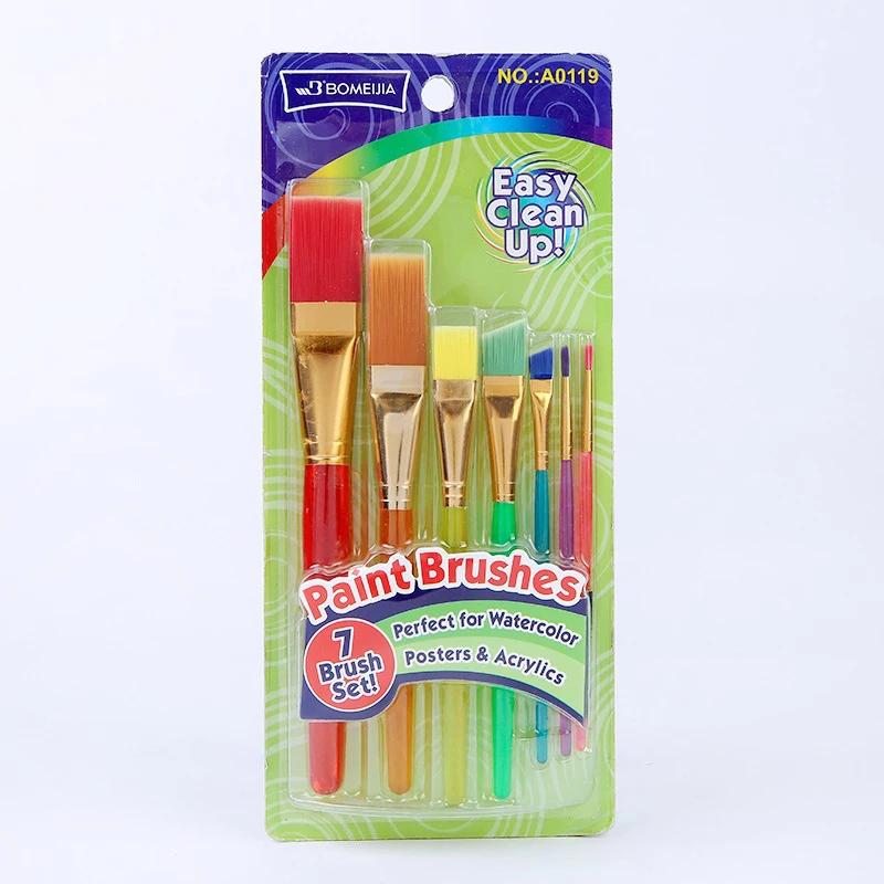 Paint Brushes Set 7pcs Nylon Brush Kids Painting Tool Kits Assorted ...