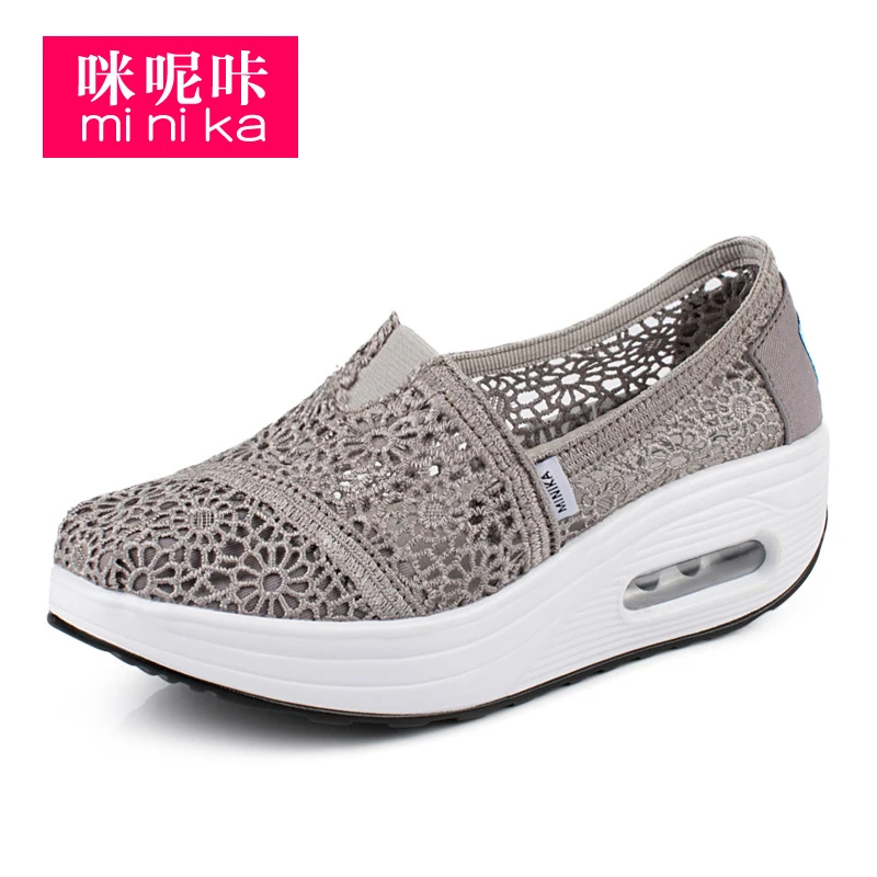 

Minika Zapatos Mujer Women Breathable Mesh Platform Sneakers Women's Slip On Loafer Casual Shoes Sneakers