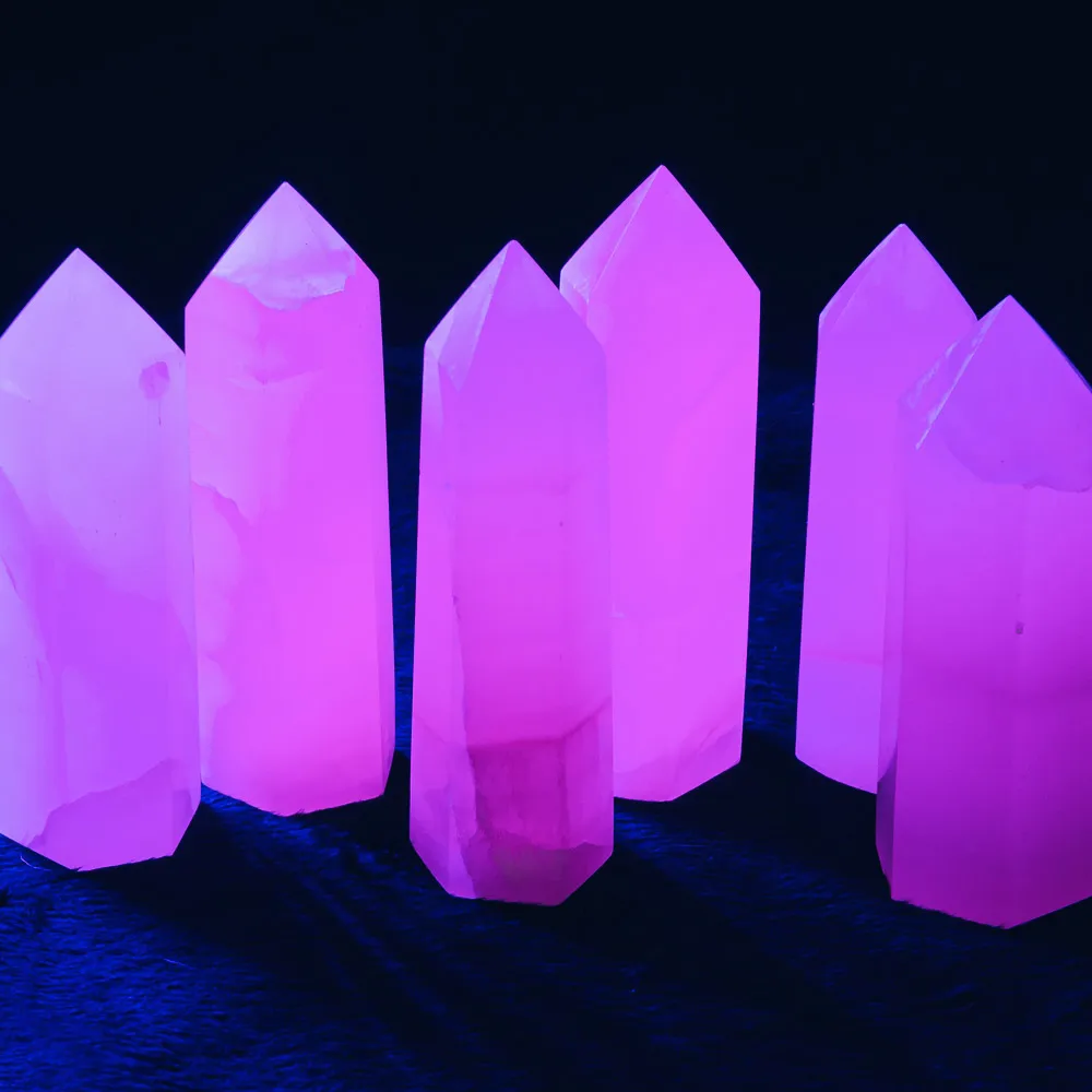

New products wholesale natural gemstone wand folk crafts healing mangano calcite tower pink calcite crystal quartz point