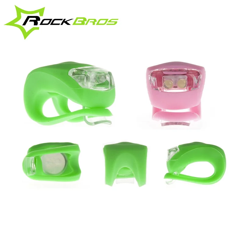 

ROCKBROS MTB Road Bike Tire Rear Lamp Handlebar Light LED Silicone Rubber 6 Colors Bicycle Wheel Spokes Light Battery, Black,red