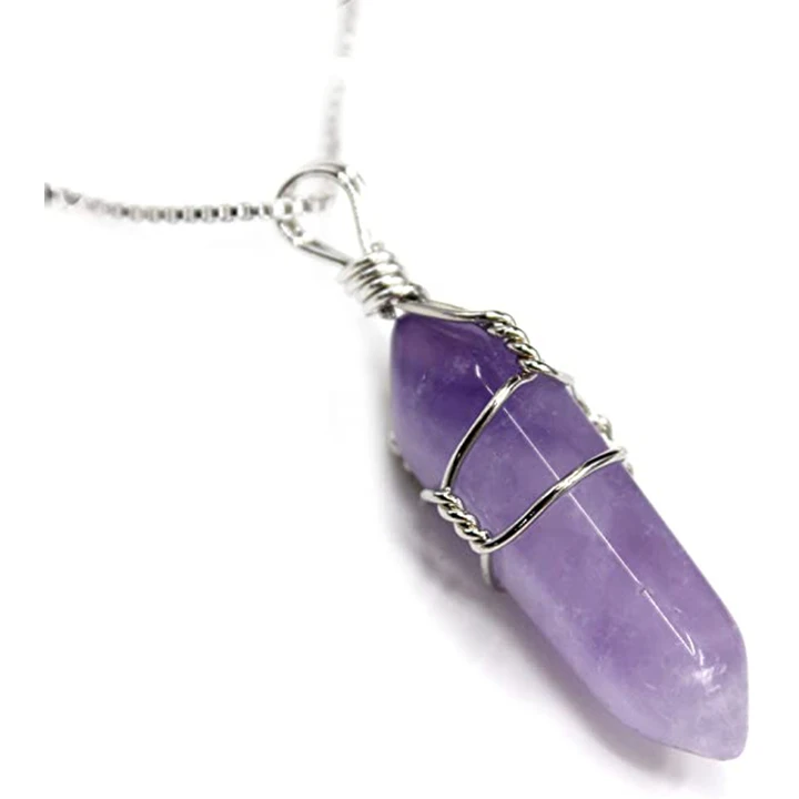 

Hot Sell Pendant Crystal Full Wire Wrap Gemstone Necklace for Women, Multi