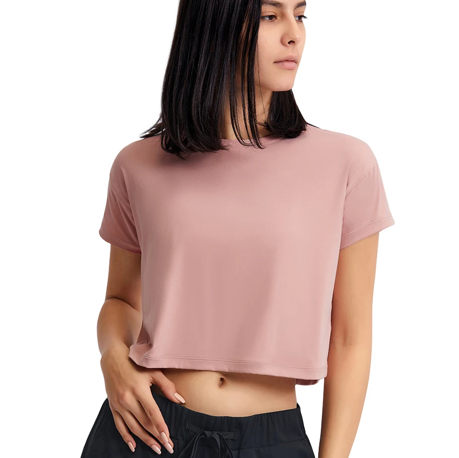 

Women Loose Soft Comfort Quick Dry Athletic Cropped Fitness T Shirt