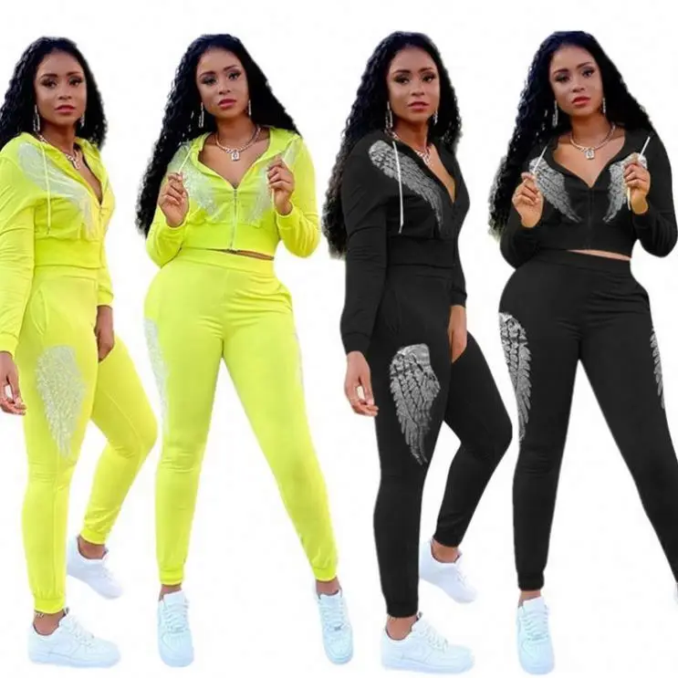 

Fall Clothing For Women New 2 Piece Set Hot Drilling Leisure Wear Jogging Outfits Hoodies Two Piece Set Women Clothing