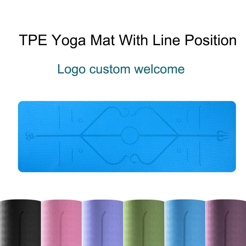 New Arrival Yoga Mat Lines Position 6mm Tpe Yoga Mat Ecofriendly Non