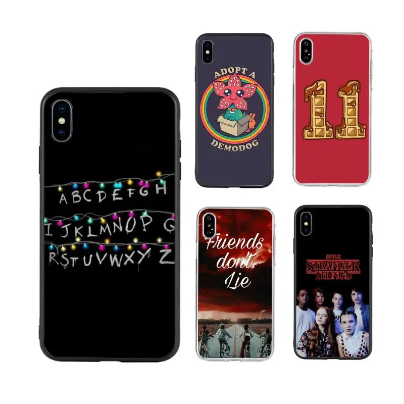 

Stranger Things hot selling cute art aesthetic Phone Case for iPhone X XR Xs Max 11 11Pro 11ProMax 12 12pro luxury fundas, Black/transparent