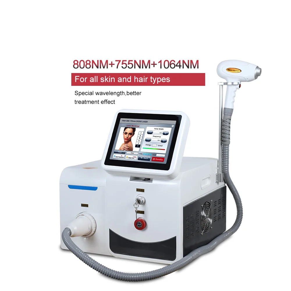 

2021 new arrive 3 wave length 808nm 755nm 1064nm diode laser effective hair removal diode laser with 2 year warranty