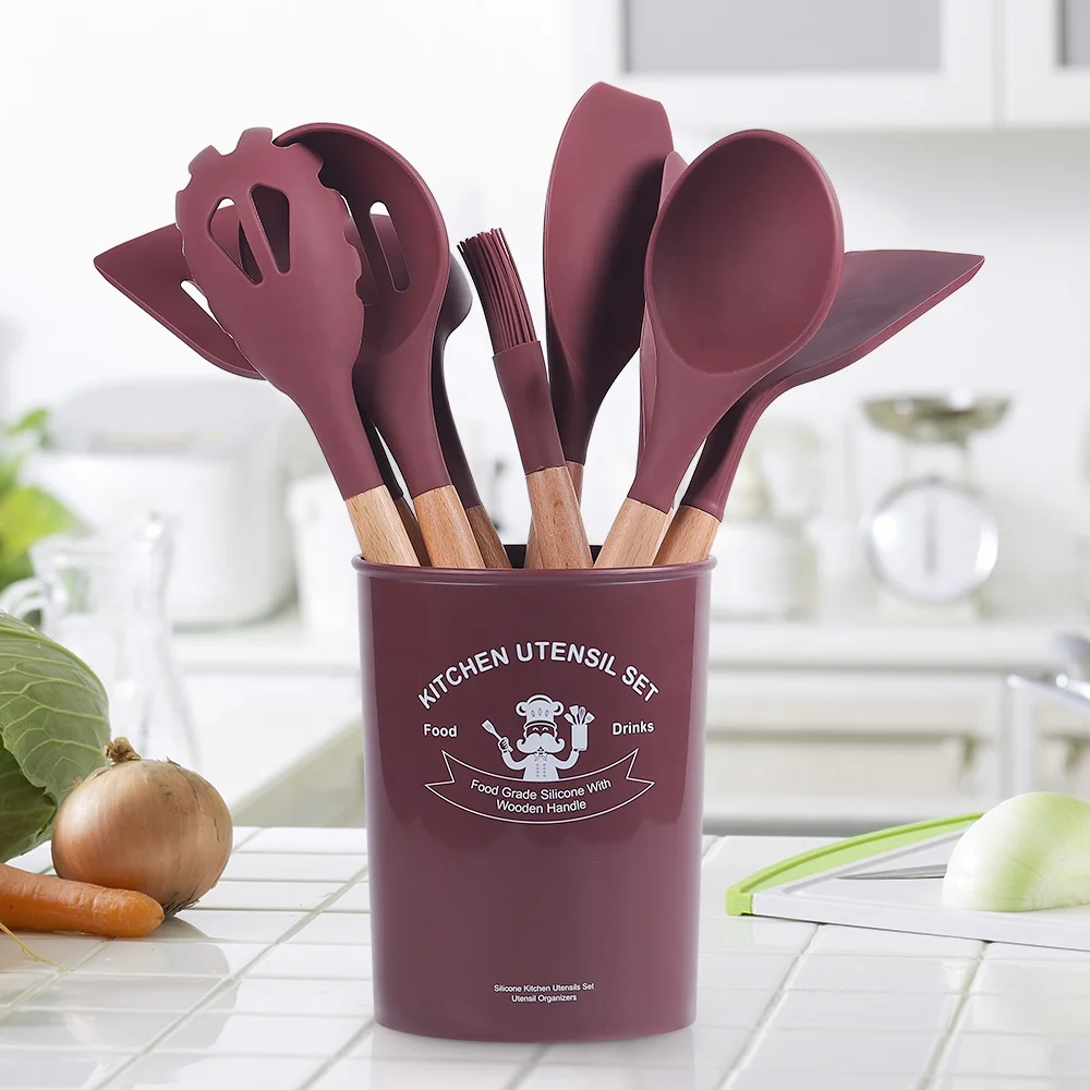 

12 Pieces In 1 Set Cooking Tools Kitchenware Soft Silicone Kitchen Tools Utensil Set Kitchen Accessories, Customized