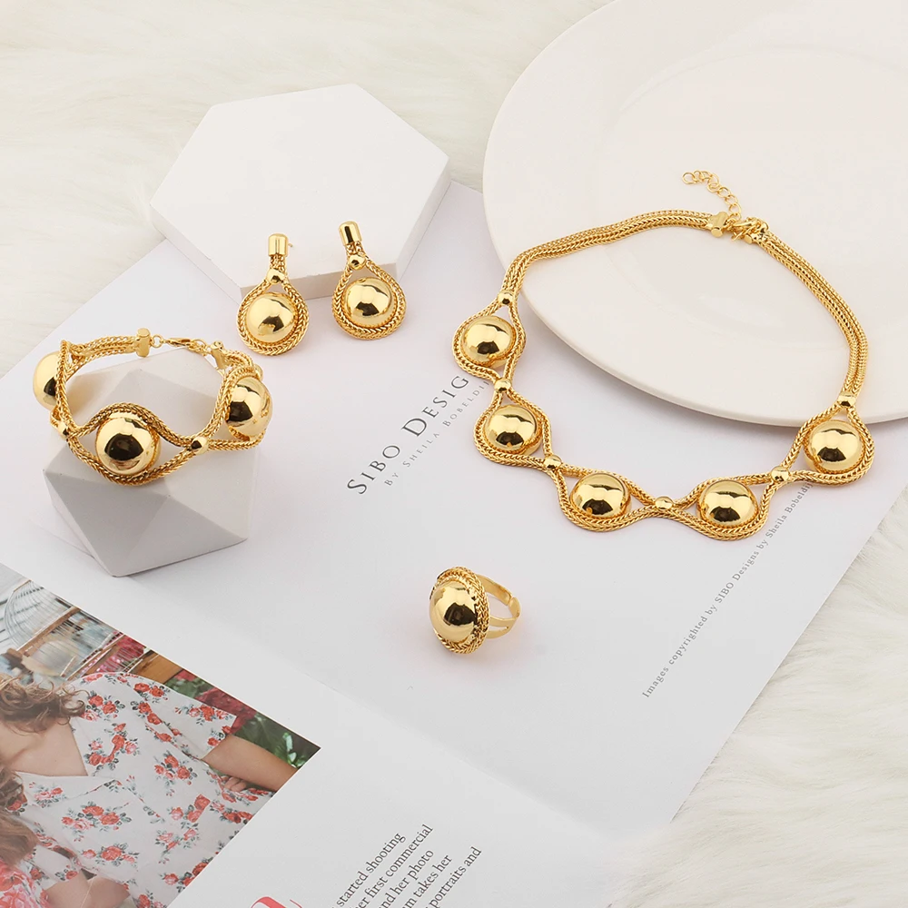 

High Quality Indian Women's Jewelry Gold Plated Jewelry Set