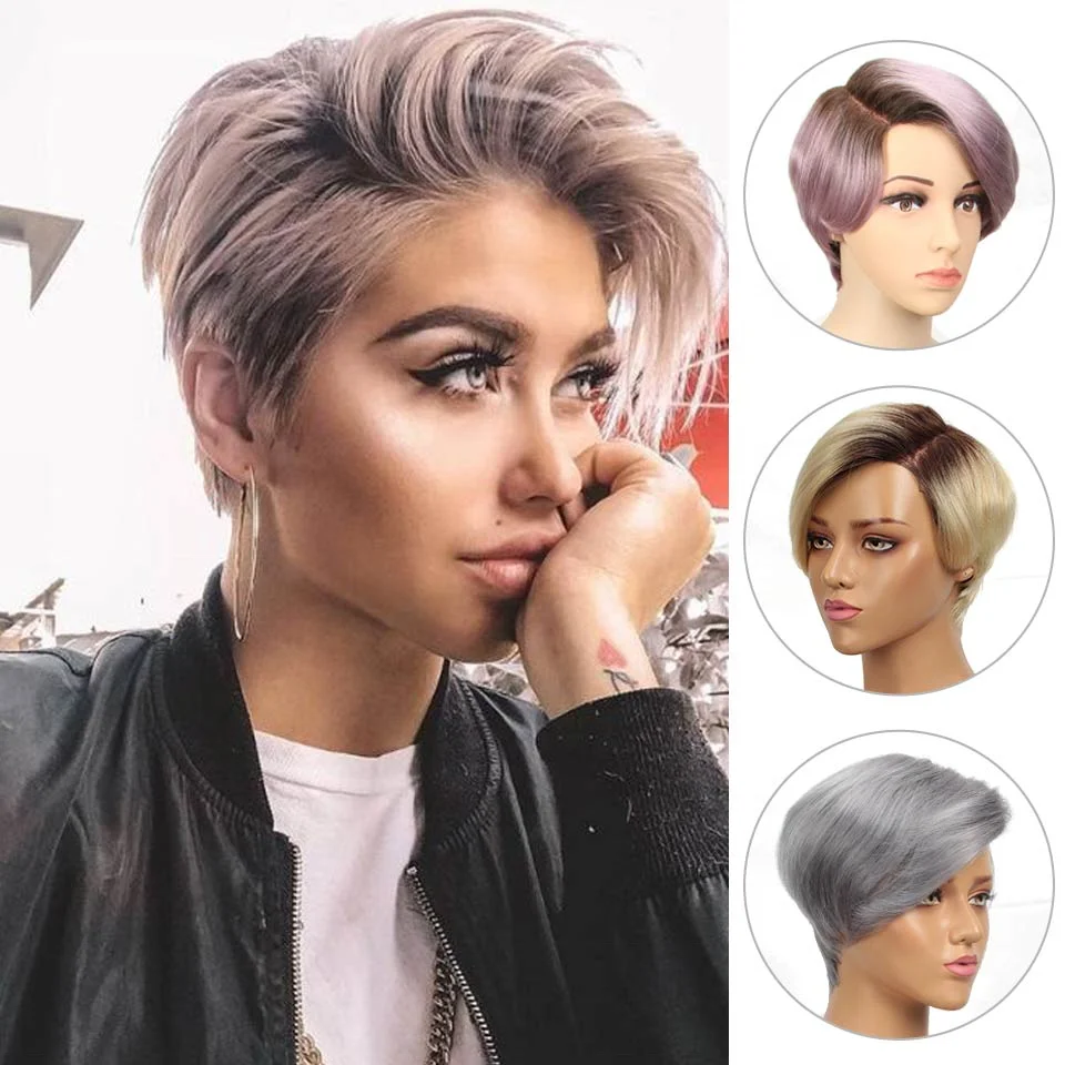 

Noble Cheap Pixie Cut short Bob hair 5.5inches deep lace parting Brazilian virgin Human Hair lace front Wig high quality