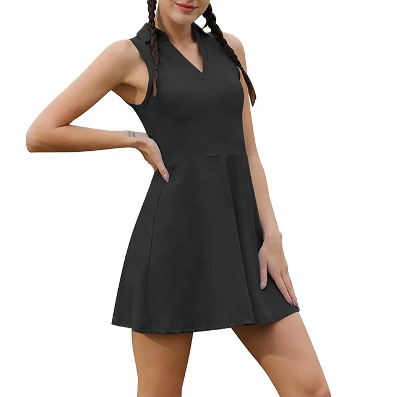 

2022 women Tennis dress V-neck sleeveless Yoga gym Fitness skirt shorts breathable light Golf skirts two piece set tennis wear