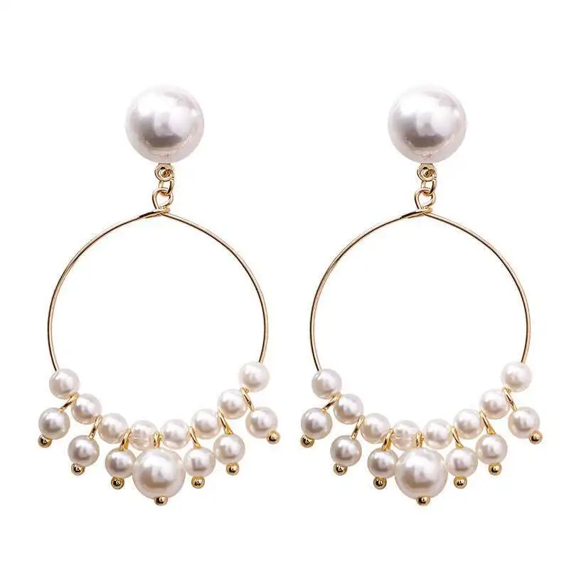 

Jachon Rare Stylish Hoop Earrings Sweet Jewelry Gift Fashion Dangle Pearl Earrings for Women Girls, Like picture