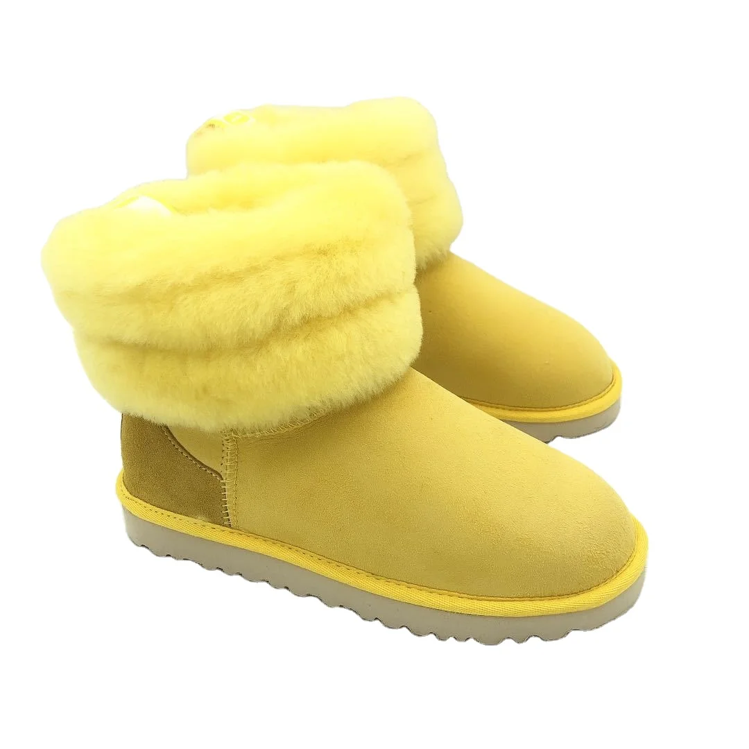 

High demand export products warm and cold wool integrated women yellow boots shoes 2021, Black,yellow,brown, coffee, blue,red,grey