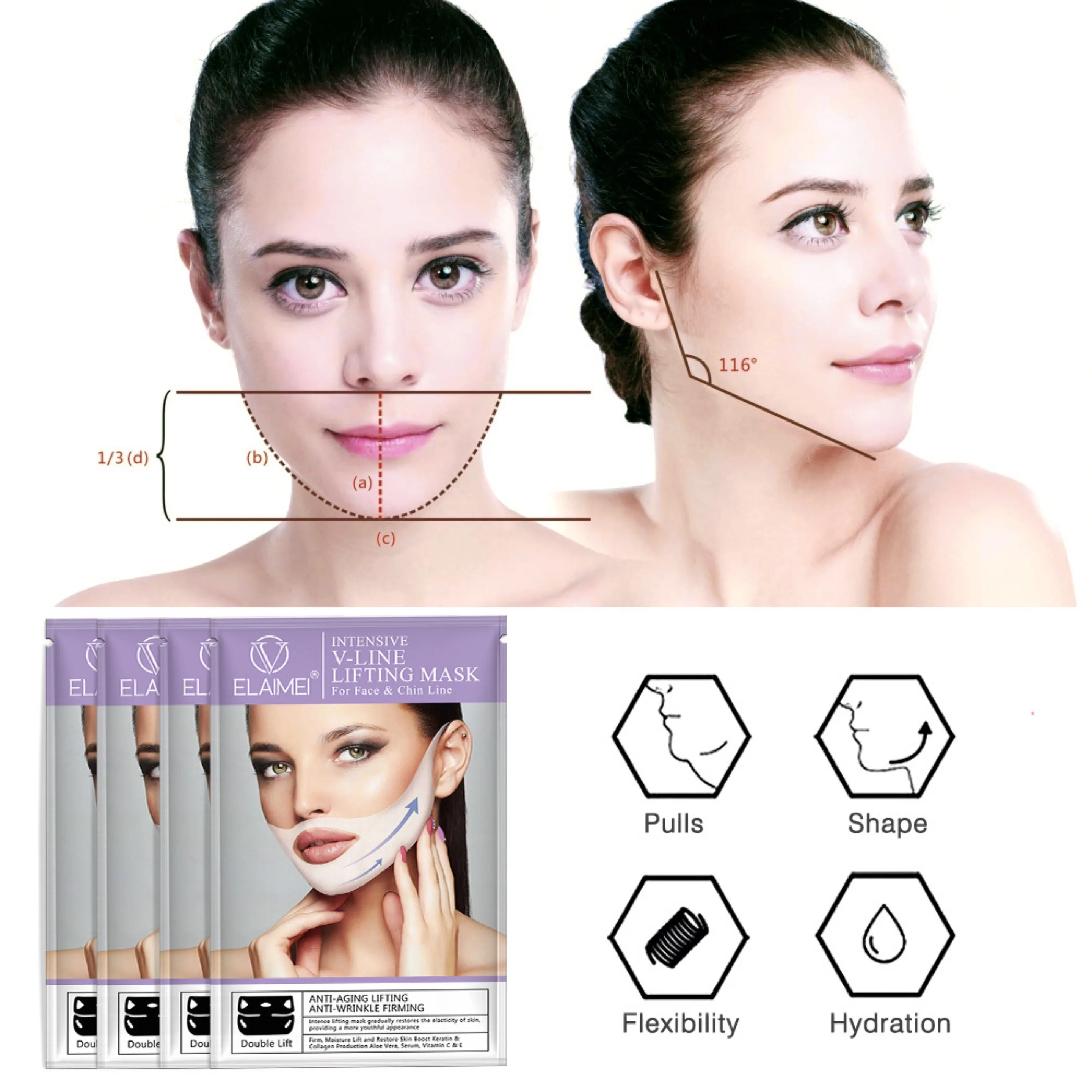 Low Price Beauty Face And Chin Line Up Elaimei Intensive Double V Ined Lifting Patch V Shape