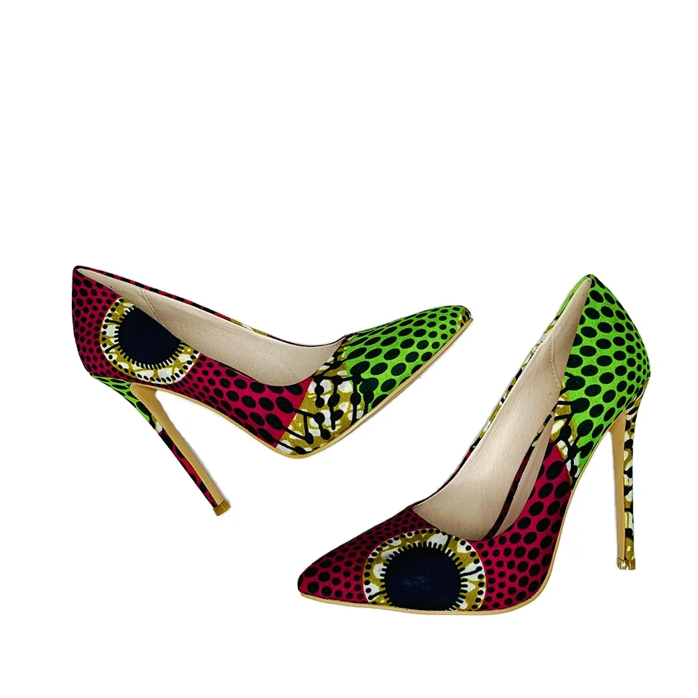 

Factory Wholesale Office Shoes Wax Print Lady Pump Shoes Fashion Women High Heel Shoes, Customized