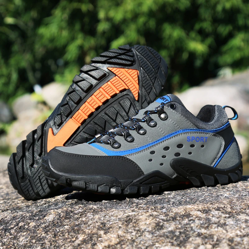 

Men Hiking Shoes Outdoor Big Size Trekking Shoes For Women Waterproof Mountain Climbing Hiking Shoes For Man, Black+yellow / blue+orange / gray+blue