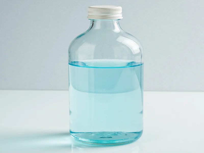 glass bottle with homemade baking soda mouthwash