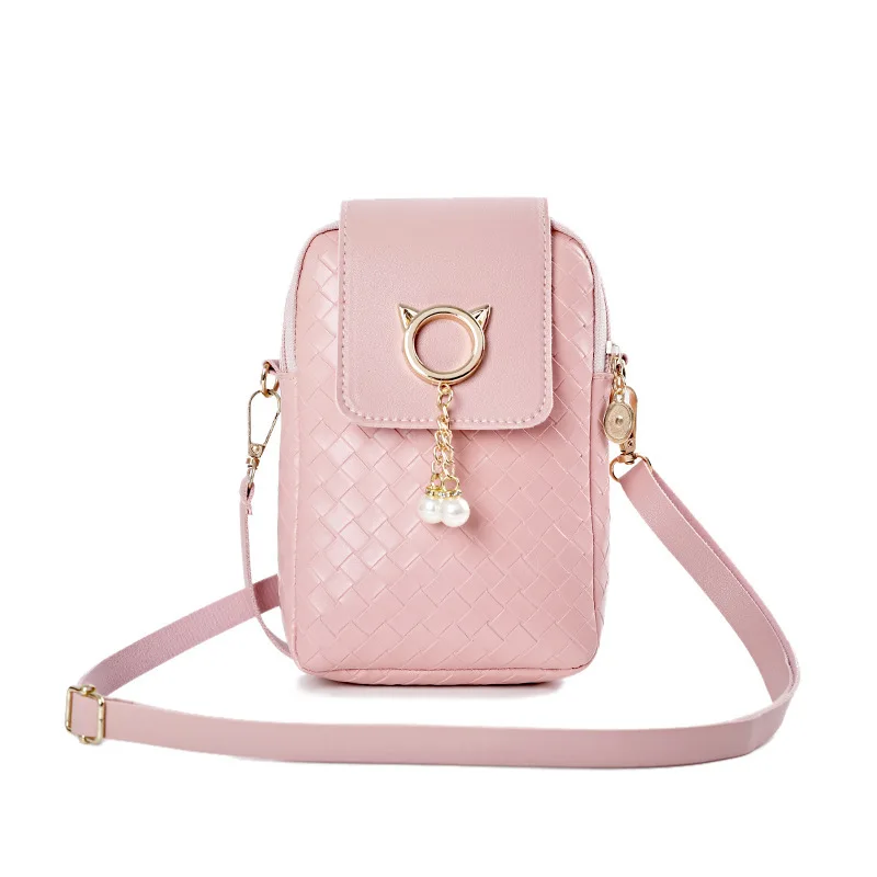 

Excellent Quality Textured Pink PU Shopping Fresh and Sweet Style Magnetic Button Zipper Mini Size Shoulder Bag for Female