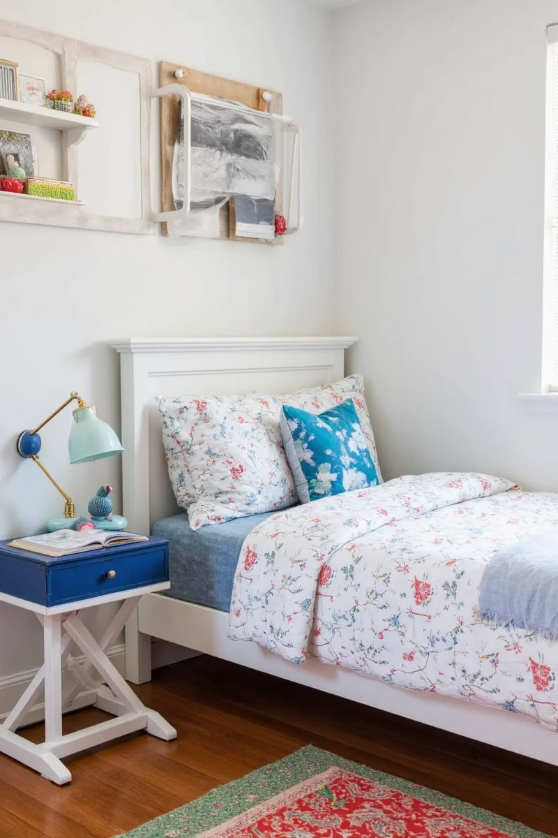 Bedroom with neutral base color palette