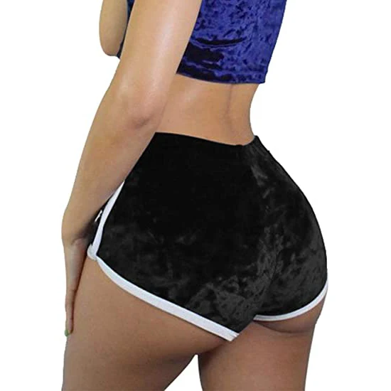 

Women's New Arrivals Sexy Velvet Tight High Waist Club Mini Shorts, Customized color available
