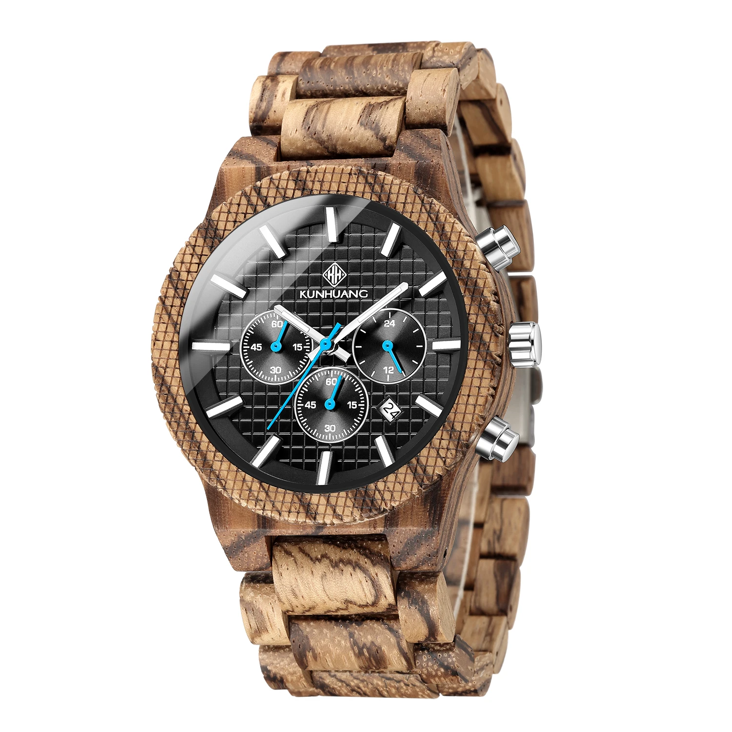 

fashion wood quartz watches for men chronograph wooden watch, Zebra wood/black sandalwood/red sandalwood