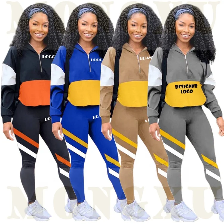 

Wholesale Womens Fall Nova Clothing 2021 Long Sleeve Designer Fashion Trendy Two Piece Workout Plus Size Jogger Sweatsuit Sets