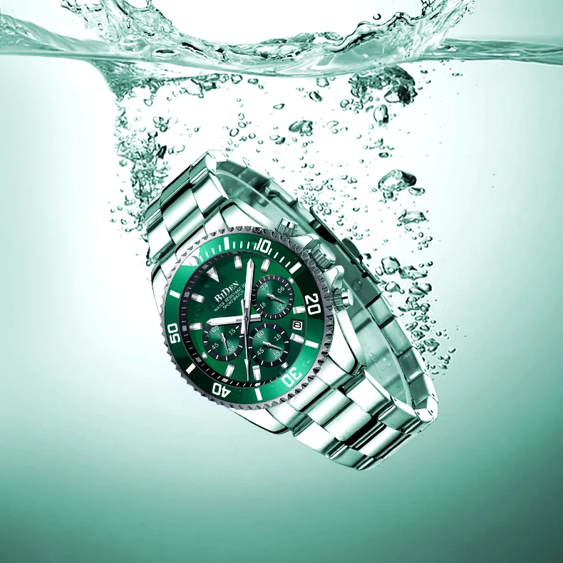 
Biden Custom Logo Stainless Steel Water Resistant Japan Luxury Wristwatch Man Chronograph Quartz Wrist Watches For Men 