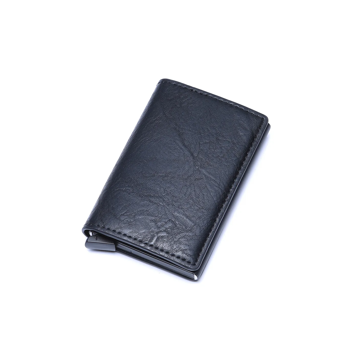 

Automatic Aluminum Wallet RFID Blocking Card Holder Safe Custom Logo leather ID men women card holder 2021